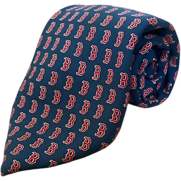 Vineyard Vines Boston Red Sox B Logo Silk Tie Blue Red MLB Necktie - Picture 1 of 9